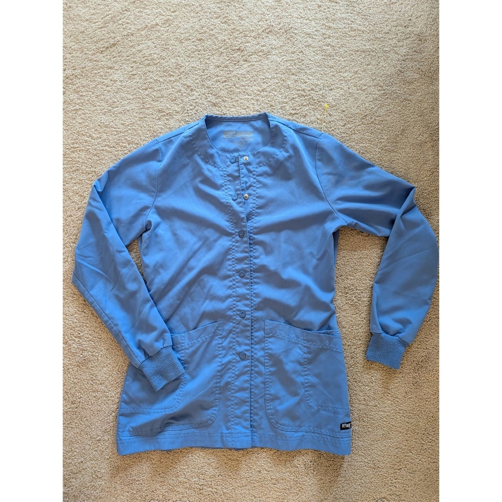 Greys Anatomy by Barco Ceil Blue Snap Front Scrub Jacket XS